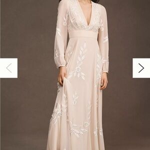 BHLDN Belize Cream Floral Long Sleeve Dress